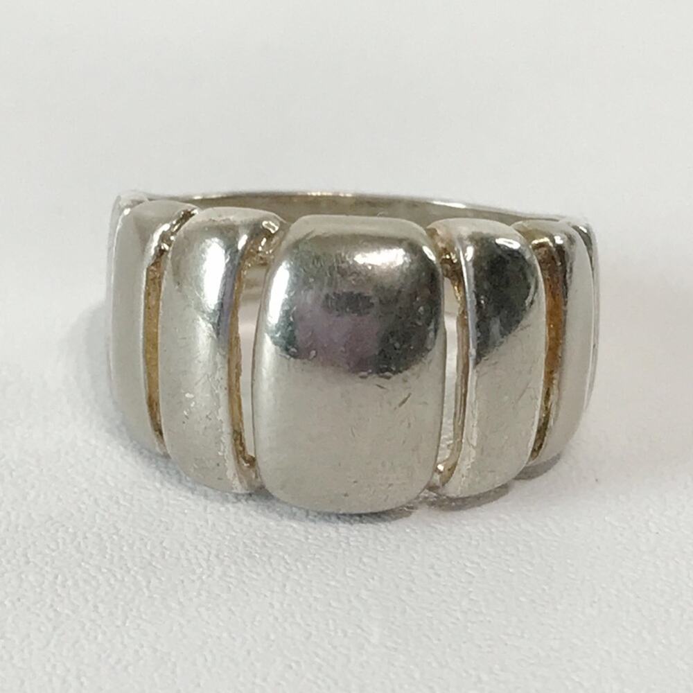 Vintage 925 Sterling Silver Milor Italy Ribbed Puffy Abstract Modern Ring 7 - Picture 8 of 15
